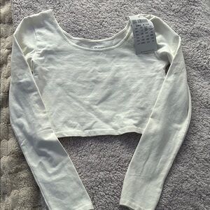 Brandy Melville Cream Long Sleeve Crop Top